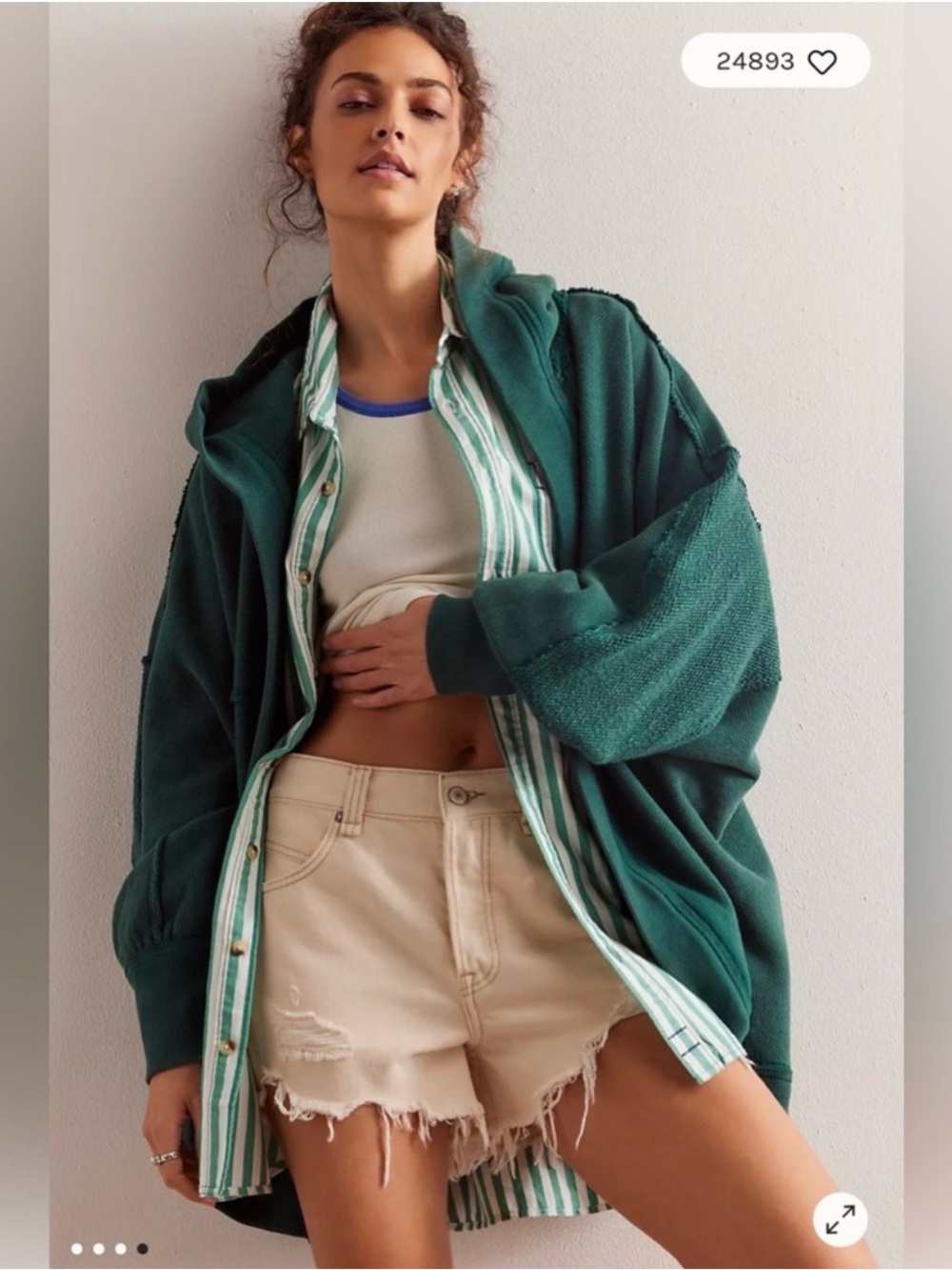NWOT Free People We The Free Forever Yours Cardi Rainforest Green Med